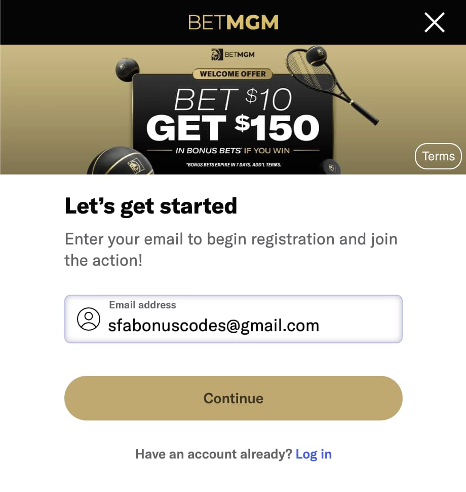 BetMGM Michigan sign up page